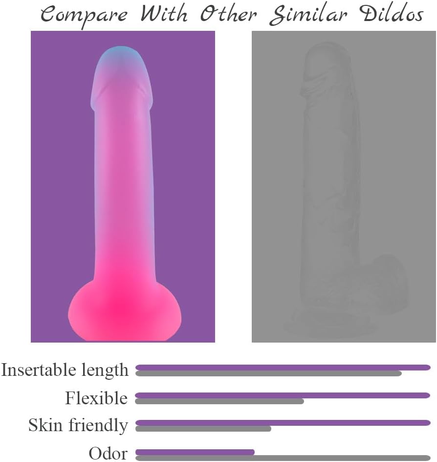 8'' Liquid Silicone Realistic Dildo,Gradient Color Penis for Vaginal and Anal Sex,Adult Sex Toy G-spot Prostate Orgasm,Lifelike Dick with Strong Suction Cup Compatible Strap-on Harness