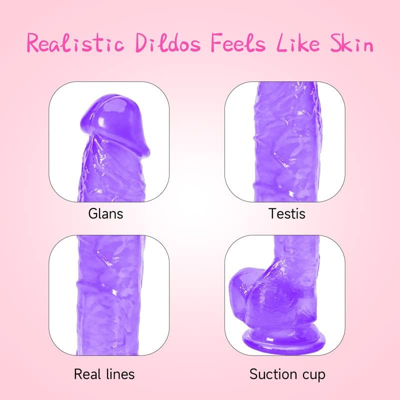 Realsitc Dildos, Sex Toy for Women, 8.5 Inch Ultra Soft Lifelike Silicone Big Dildo with Strong Suction Cup G Spot Stimulator Adult Toys for Women or Beginer Sexual Pleasure Tools for Women,Purple