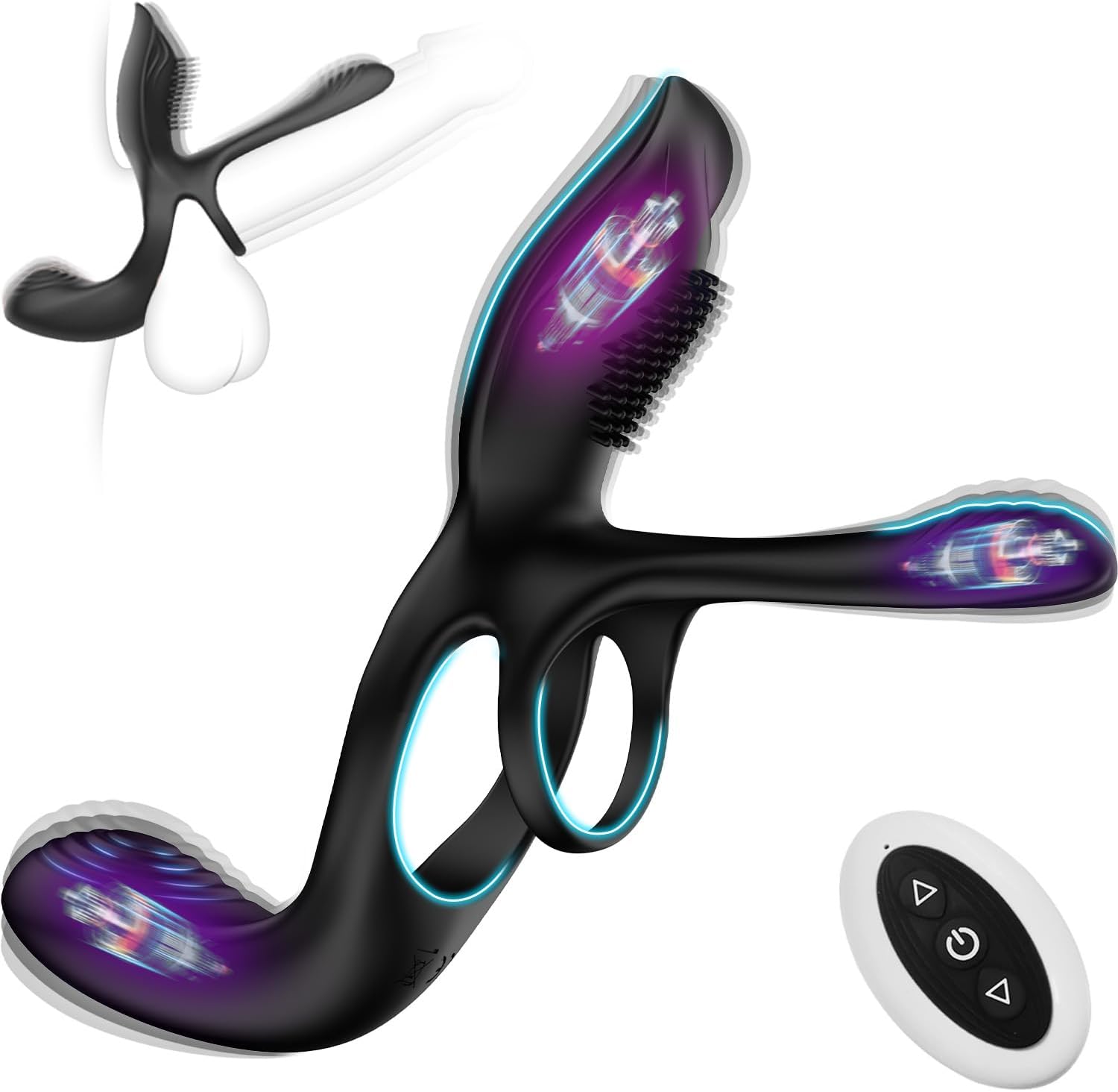 Vibrator for Couple, 3 in 1 Vibrating Cock Ring with 10 Modes, Men's Penis Vibrators, Perineum , G spot, Clitorals Stimulator for Women, Sex Novelties, Adult Sex Toys & Games Black