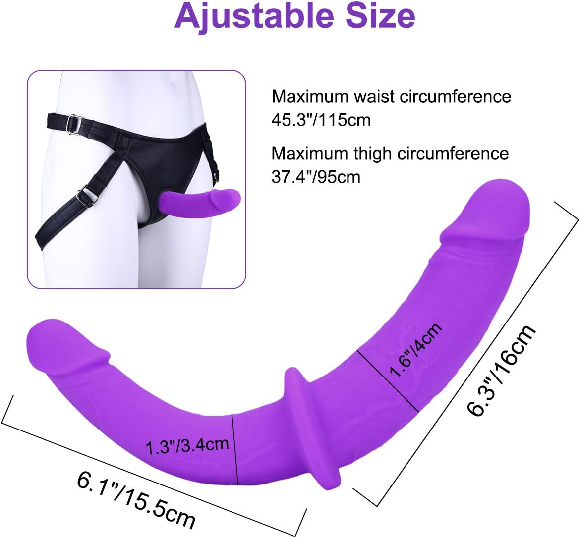 Harness Strap on Silicone Dildo Adult Sex Toy G spot Stimulator Detachable Double Dildos Vagina Massager Female Masturbator for Women Lesbian and Couples