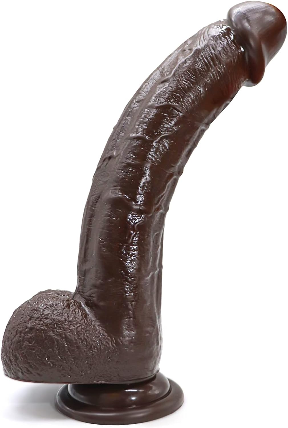 9.25 Inch Realistic Silicone Anal Dildo Adult Sex Toys for Women, G Spot Stimulator with Strong Suction Cup for Hands-Free Play, Body-Safe Material Curved Shaft and Balls Lifelike Flexible,Brown