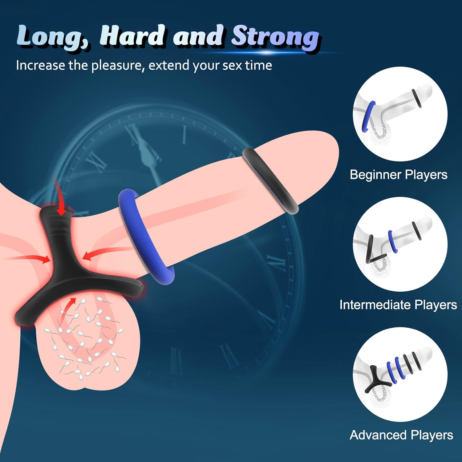 Linsecn 8 PCS Cock Ring Set Penis Ring, Silicone Cock Penis Rings for Penis Erection Enhancing and Sex Longer Lasting Stronger, Male Dildo Stretchy Adult Sex Toys Games for Men Women Couples Pleasure
