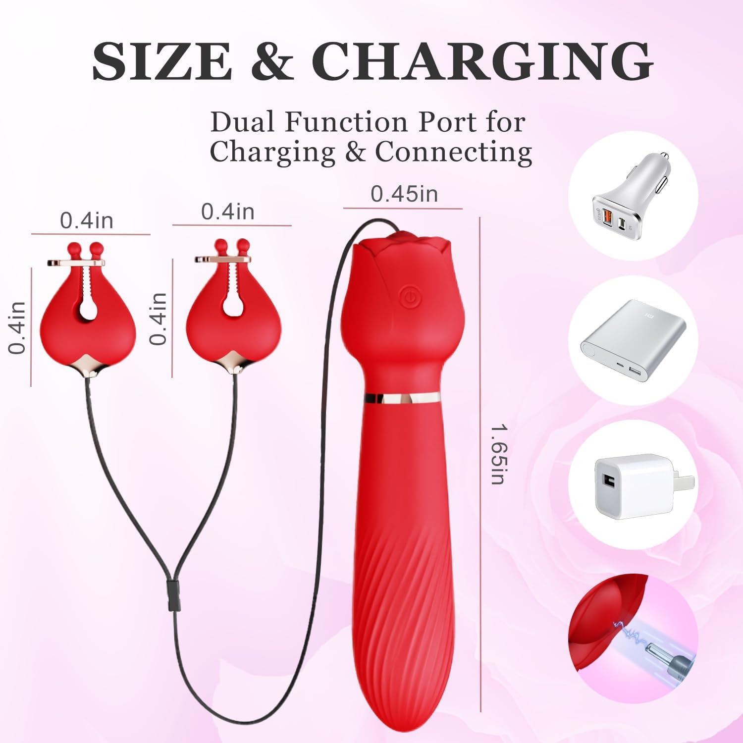 2 in 1 Nipple Toys Adult Sex Toys for Women, G Spot Vibrator Women Sex Toys with 10 Vibration Modes, Portable Size Vibrating Nipple Clamps, Rechargeable & Waterproof Female Sex Toys for Pleasure