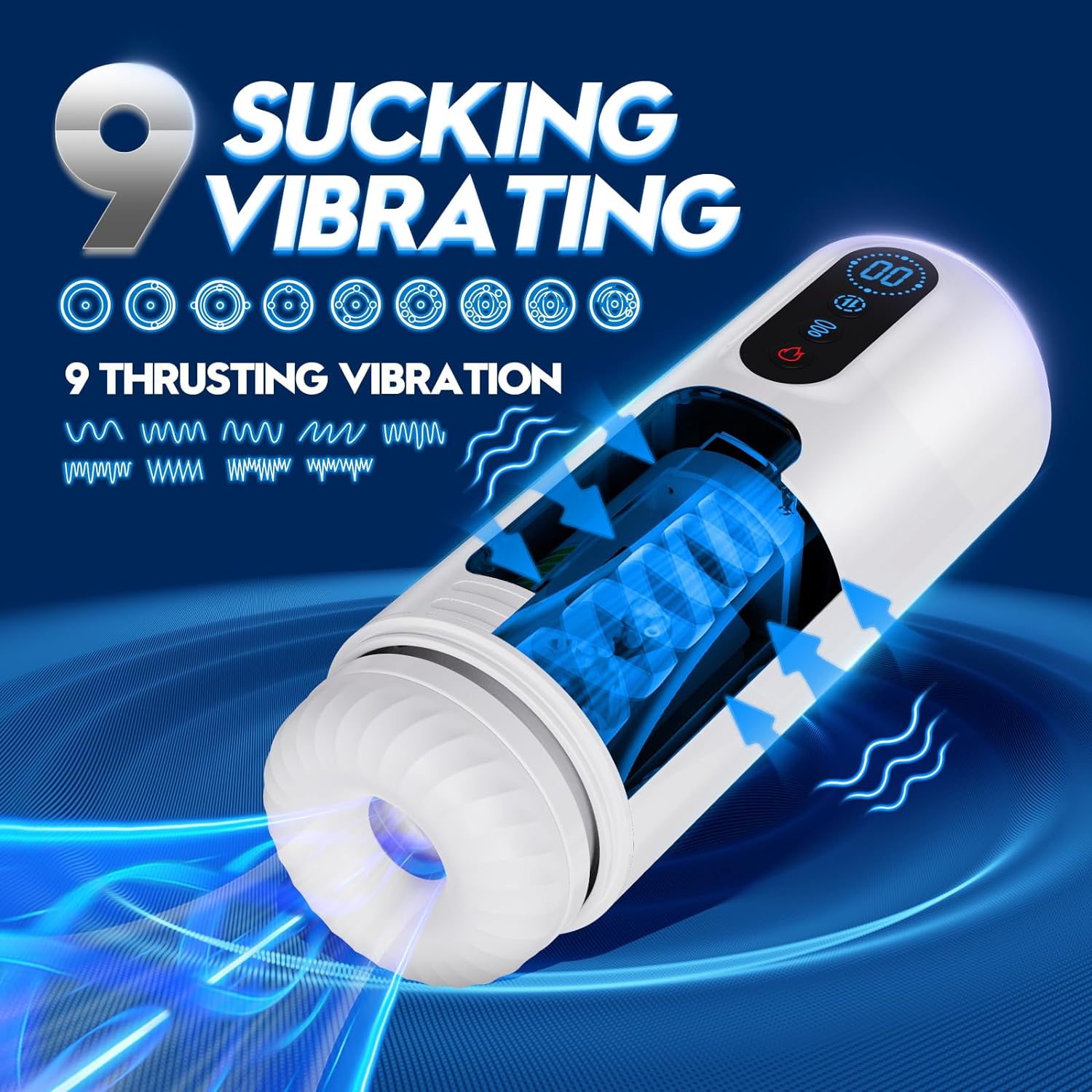 Automatic Male Masturbator - Adult Male Sex Toys for Men Penis Pump with 9 Sucking & Thrusting & Vibrating Modes, Heating Male Stroker Blowjob Sex Machine Sex Toy for Men, LCD Display Pocket Pussy