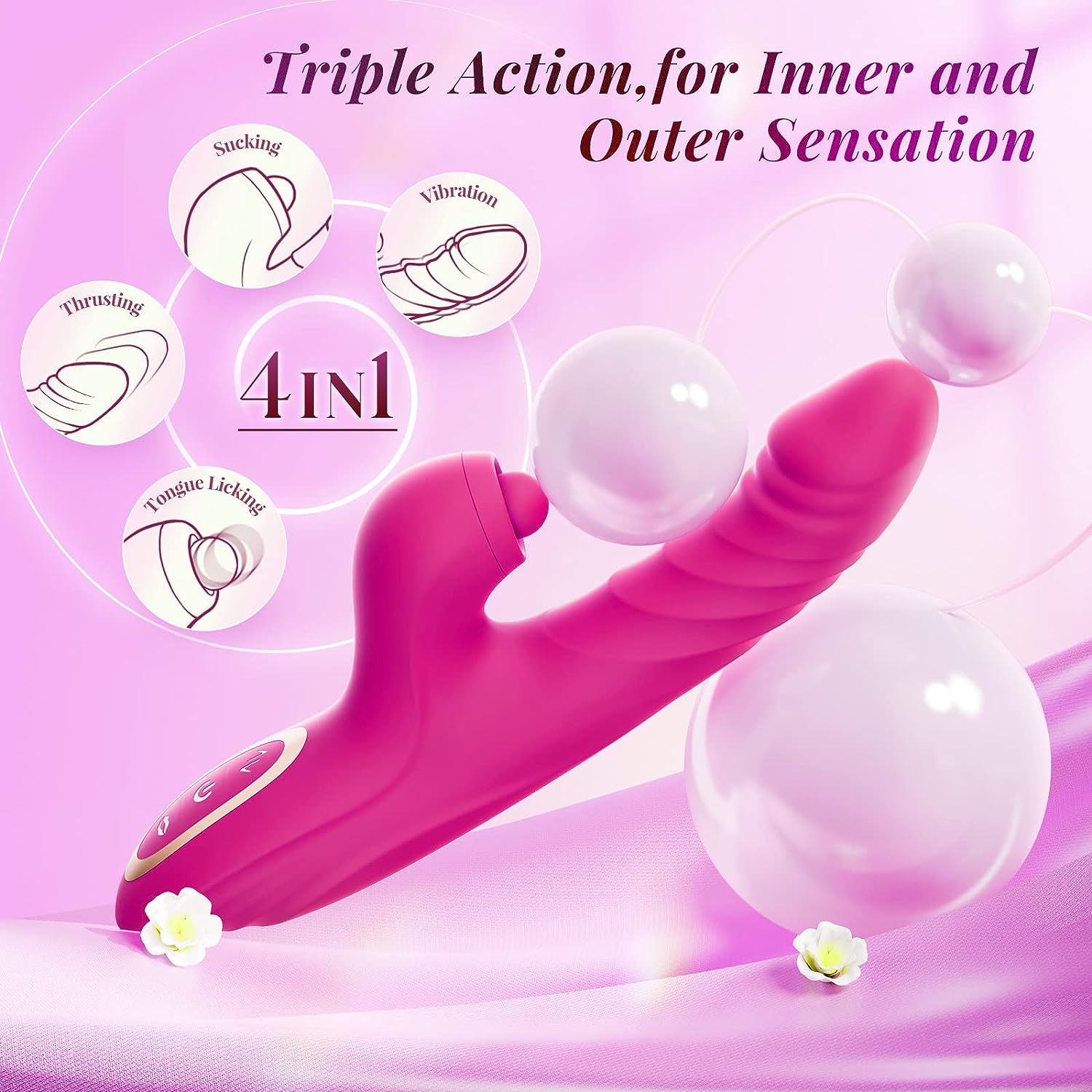 Vibrator Thrusting Dildo for Women - G Spot Vibrator Clitoral Stimulator Sex Toys Thrusting vibrator with 10 Vibration 7 Thrust Mode with Licking, Rabbit Vibrators Adult Sex Toy for Women and Couple
