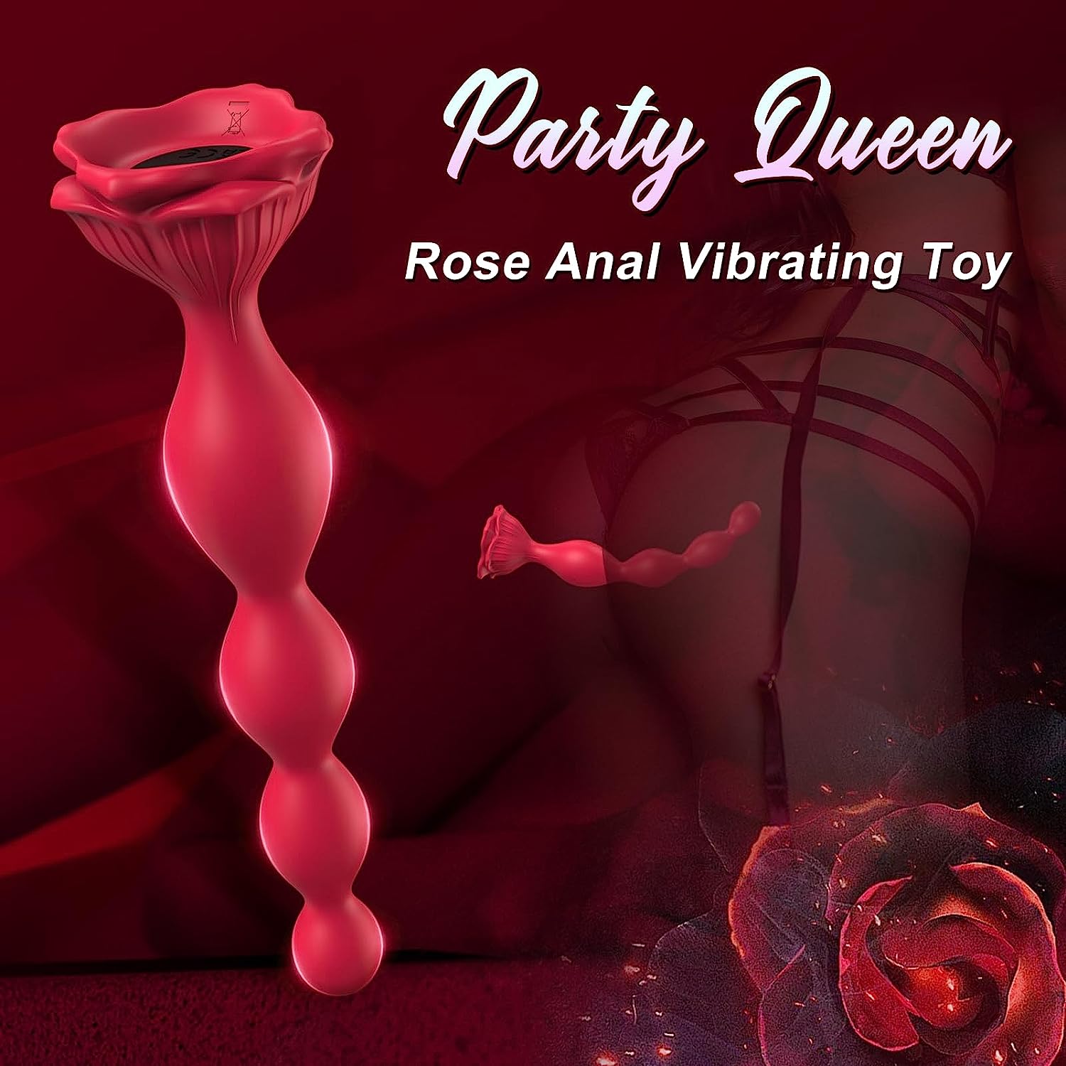 Anal Beads Rose Sex Toy,Vibrating Butt Plug with 9 Modes,Prostate Massager for Women & Men,Waterproof Silicone Rose Toy Sex Stimulator for Adult,Rechargeable