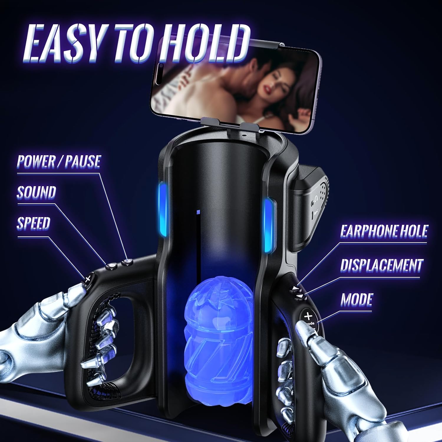 Sex Toy Automatic Male Masturbator - Men Electric Adult Sex Machine with 12times/s Thrusting, Hand Free Penis Training Stroker with Phone Holder and 2 Soft Silicone Pocket Pussy Sleeves