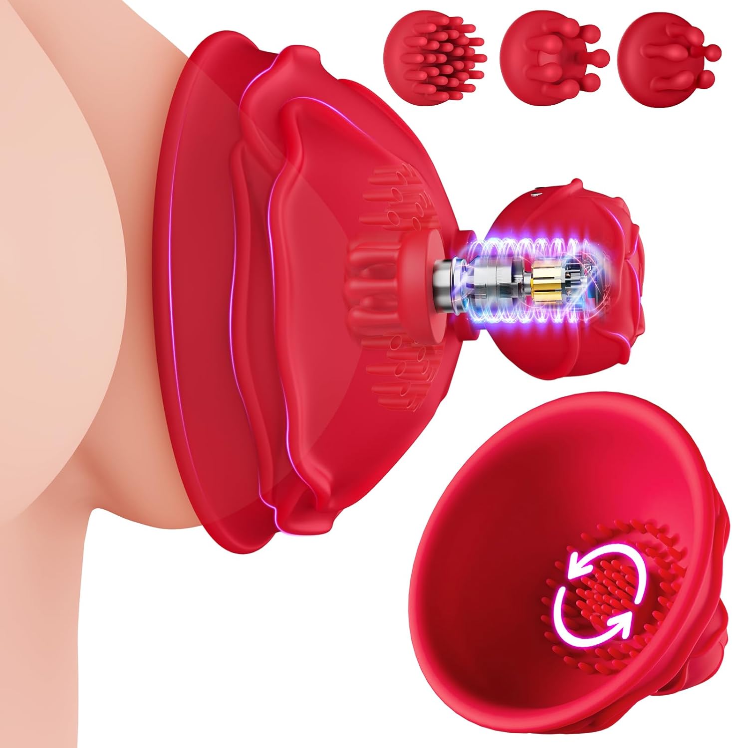 Sex Toys Nipple Toys Rotation - Sex Toy Sucking Stimulator Rose Sex Toy Wireless Nipple Clamps with 10 Powerful Rotation Modes, Rechargeable Adult Toys for Women Couples Pleasure Red