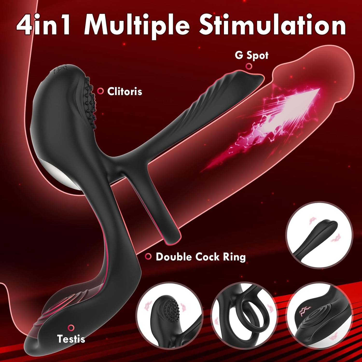 3 in 1 Vibrating Cock Ring Sex Toys, Erection Penis Ring Vibrator with 10 Vibration Modes G Spot Clitoral Stimulator Vibrator Couples Adult Sex Toys for Men Women, Cock Penis Rings Vibrators for Men