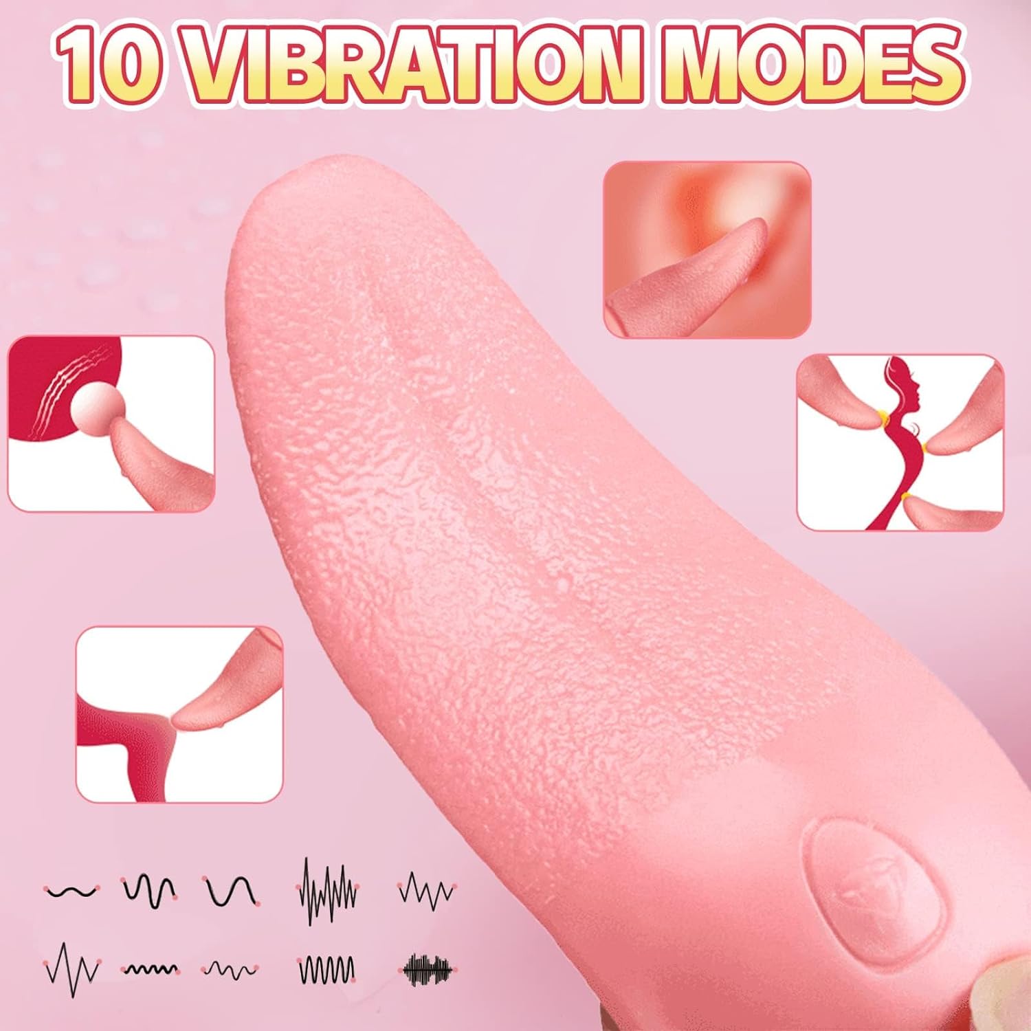 Clitoral Licking Vibrator, Heated Tongue Vibrator with 10 Vibration Modes, Tongue Toy for Women G Spot Clitoral Stimulator Nipple Toys, Vaginal Anal Breast Vibrator Adult Toys for Women Couple