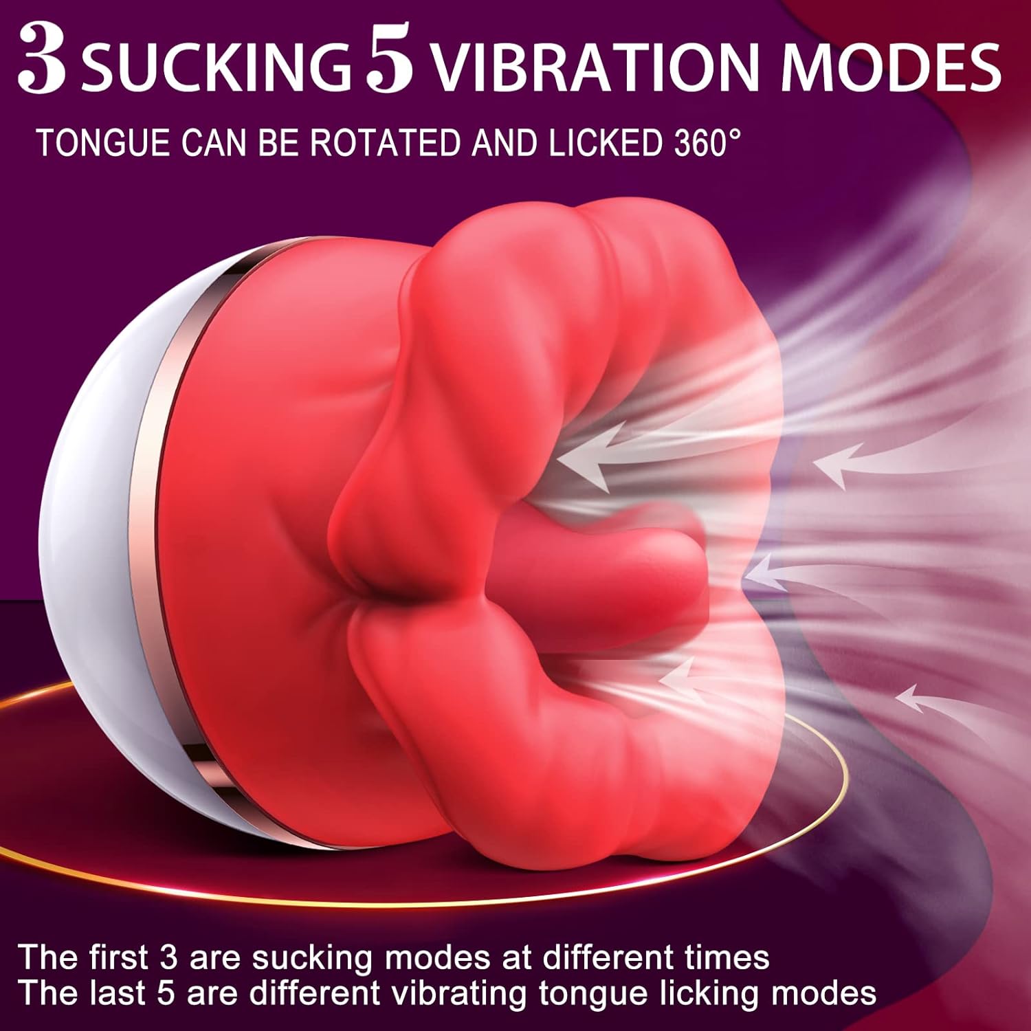 Rose Toy Vibrator for Women,Tongue Licking Suction Stimulator with 3 Suction 5 Vibrations Modes Nipple Clitoral Adult Sex Toys for Women and Couple