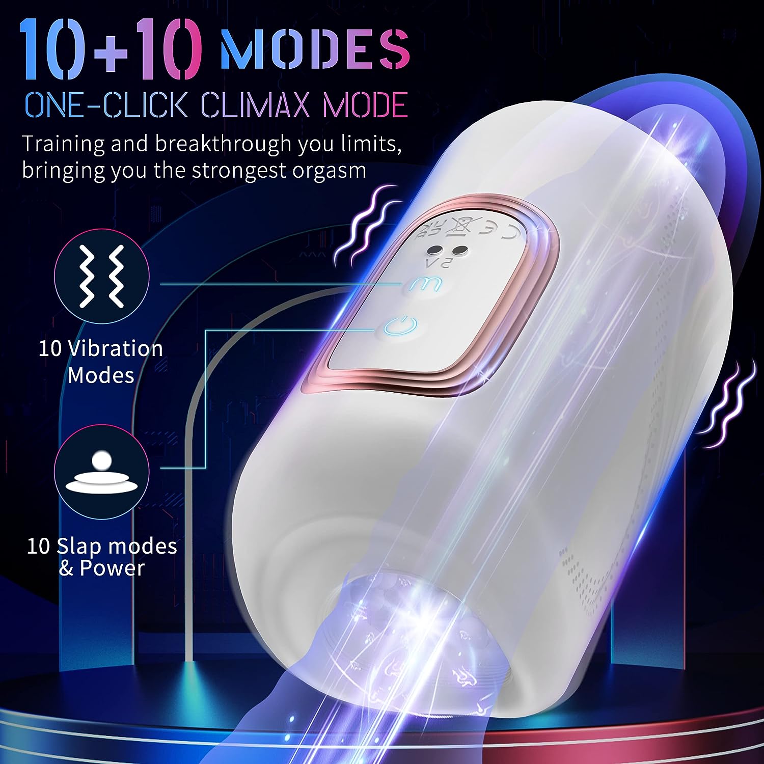Automatic Male Masturbators Sex Toy - Male Sex Toys for Penis Stroker with 10 Tapping & 10 Vibrating Modes, Hands Free Blowjob Machine with 3D Realistic Sleeve, Penis Pump Adult Sex Toys & Games