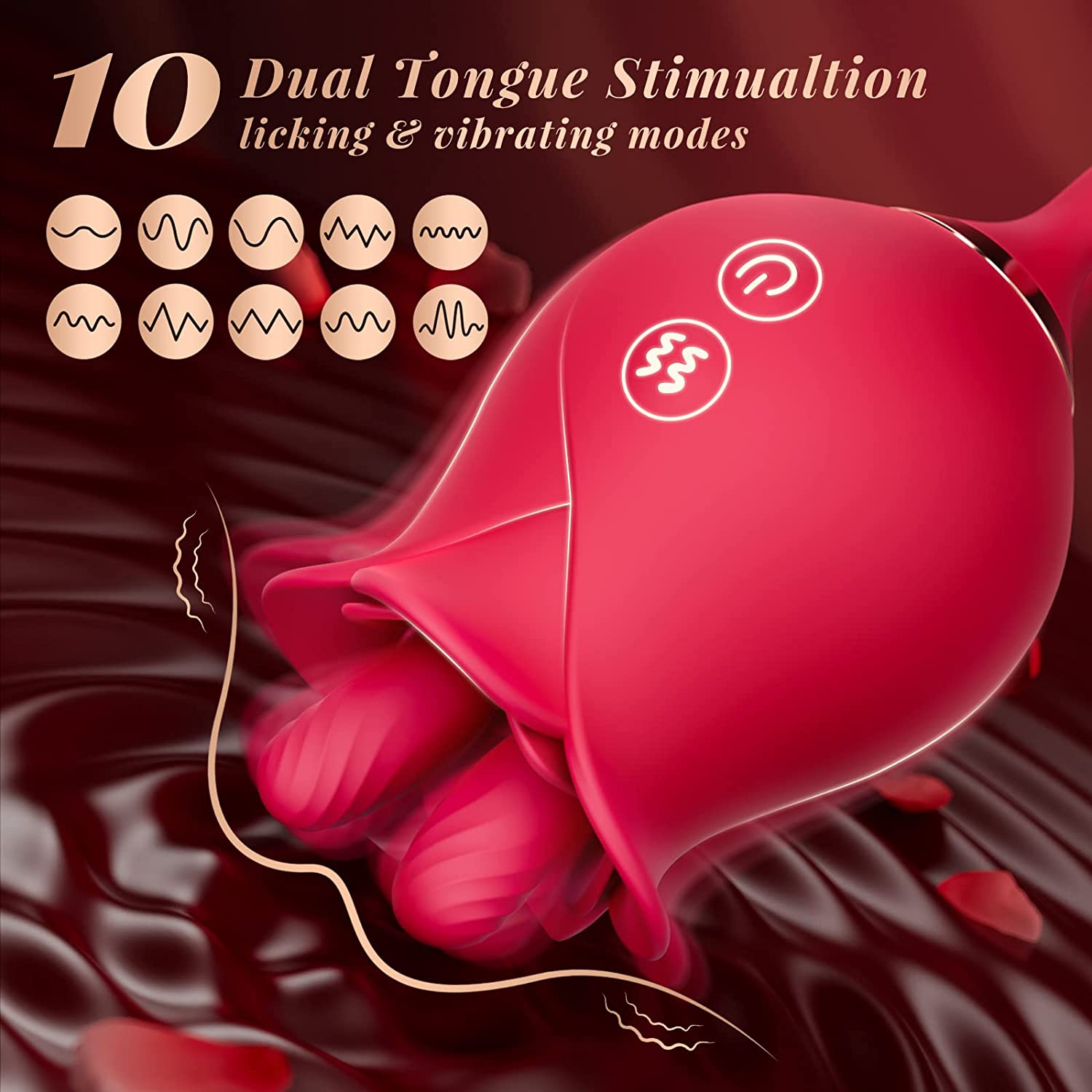 3 in1 Dual Tongue Licking Stimulation Insertable Rose Toy