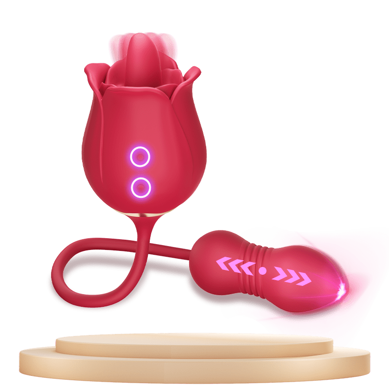 Clitoral G-Spot Stimulator Rose Toy with Tongue
