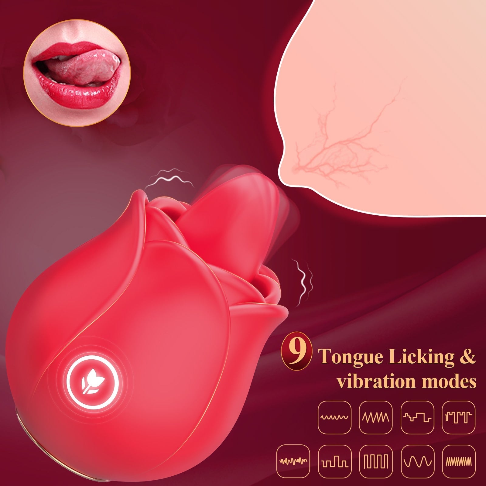 Portable Rose Toy with Tongue Licking Clitoral   Vibrating
