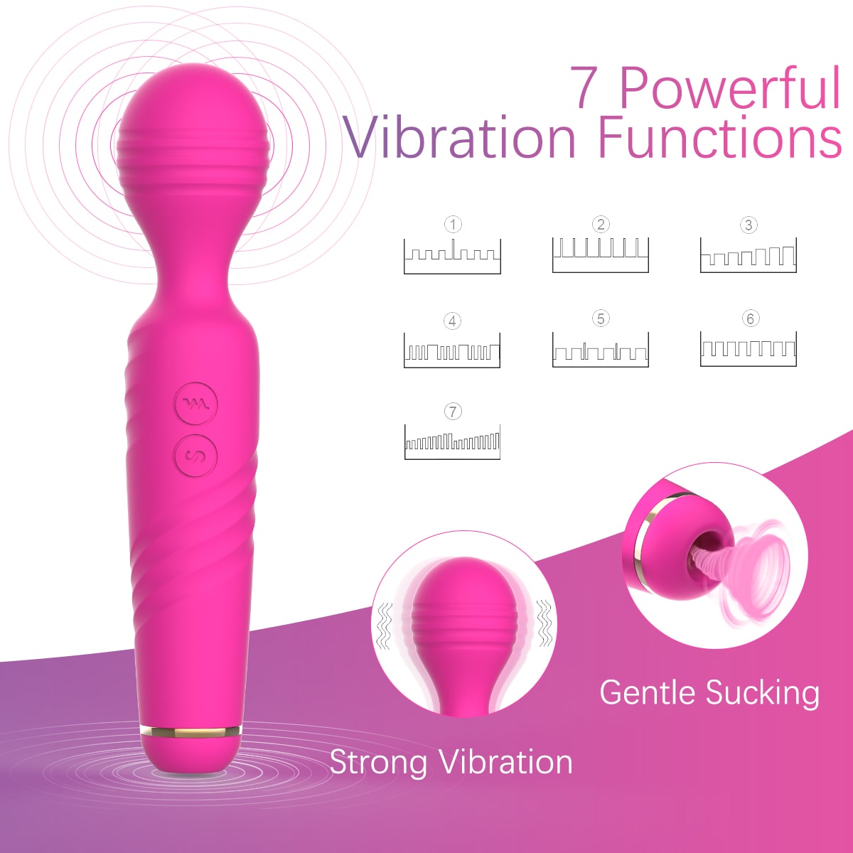 7 Vibration Modes Silicone Vibrators for Her Clitoris and G-spot Stimulator