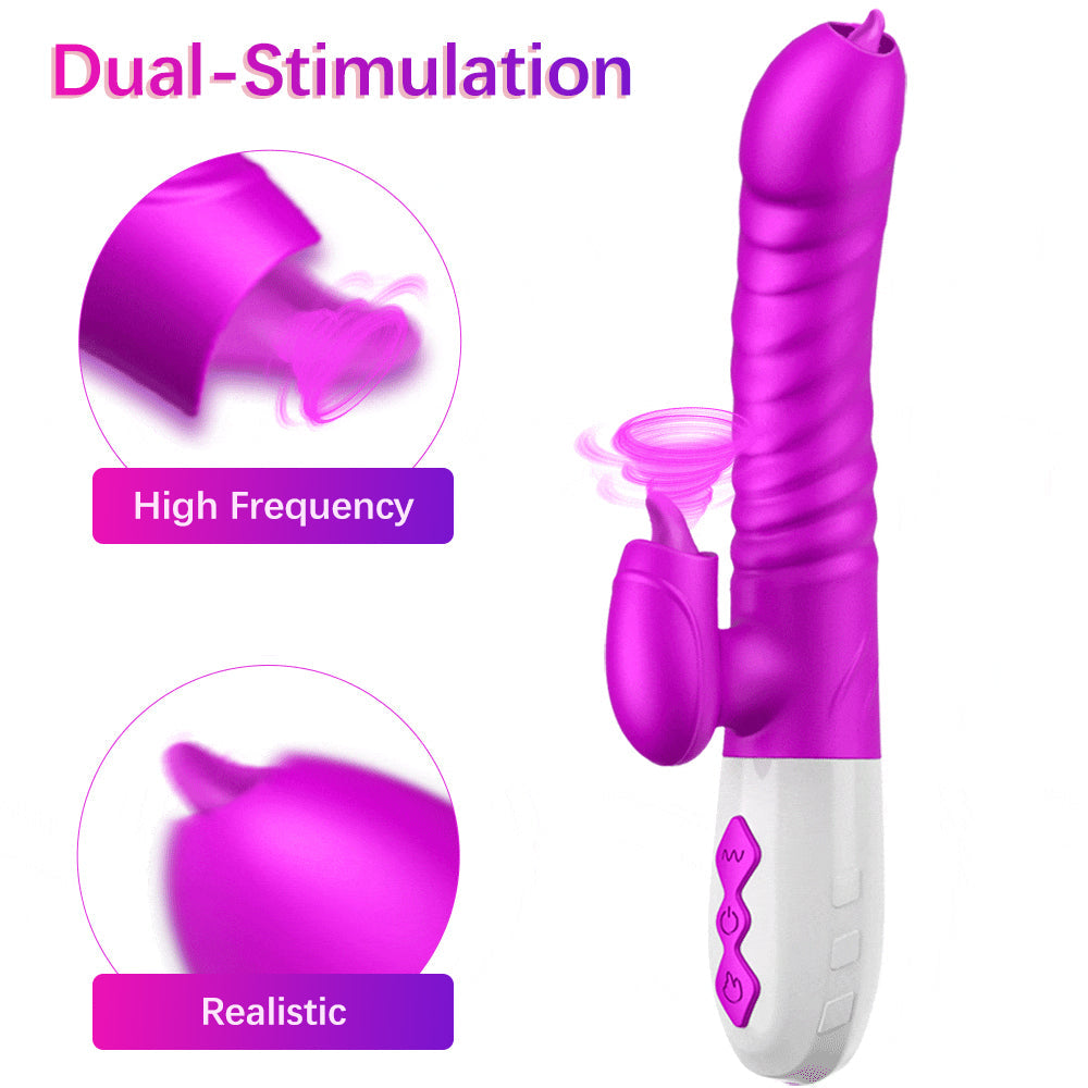 2 Tongues Licking G-Spot Rabbit Stimulator Vibrator