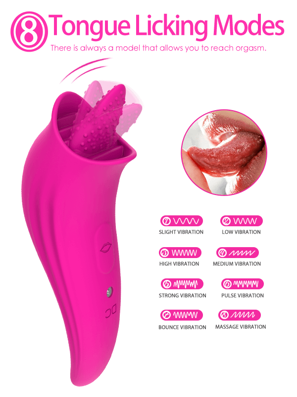 8 Modes G-Spot Stimulator Clit Licker 2 in 1 Tongue Vibrator